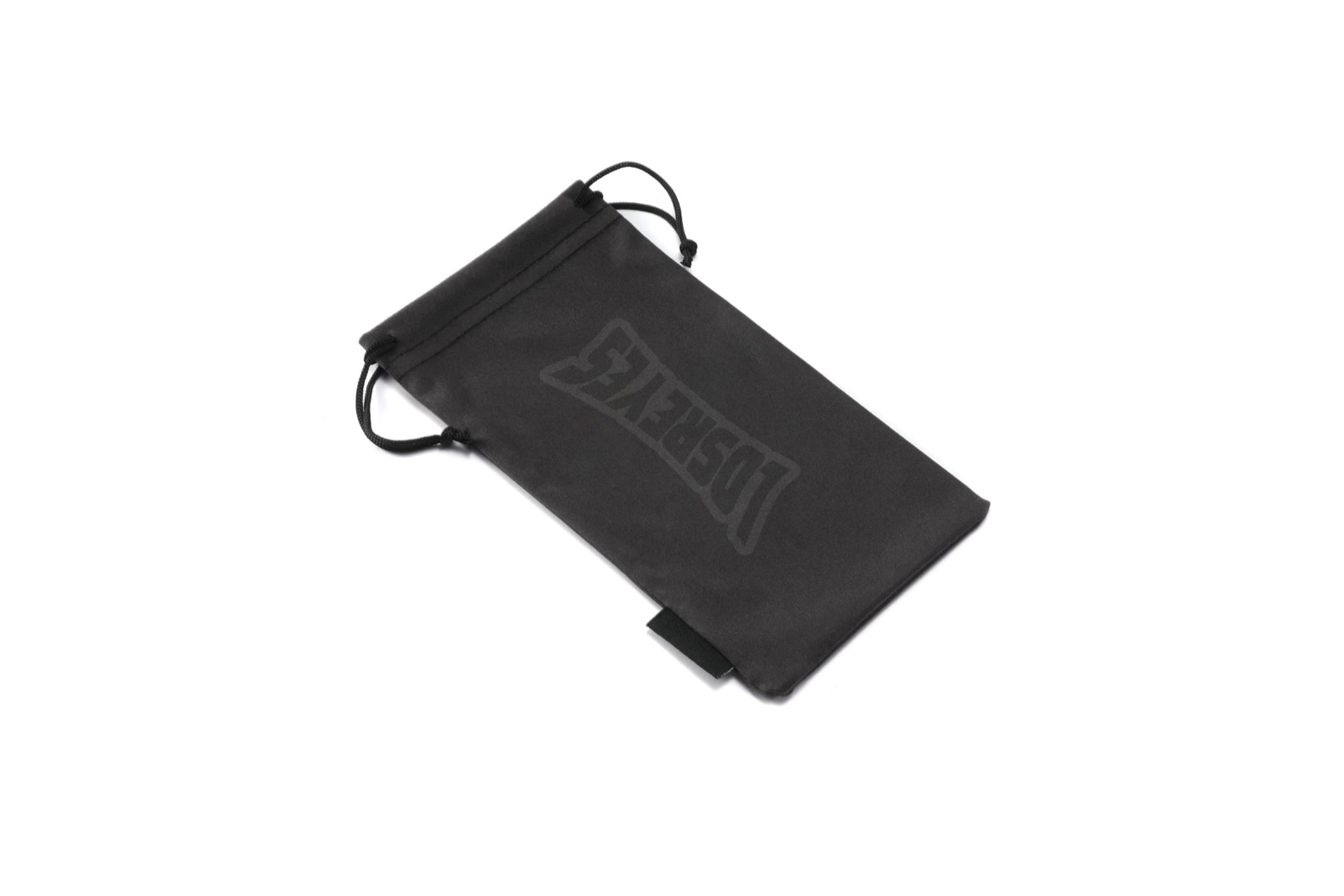 Back view of LosReyes sunglasses pouch featuring the LosReyes logo in black.