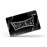LosReyes Silver $50 gift card featuring metallic chrome logo on black background — perfect digital gift card for sports sunglasses, online store credit, or last-minute present idea