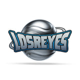 Logo with 'LOSREYES' text and metallic design on a white background