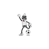 Black Crayon Sticker kicking a soccer ball – sleek sports vinyl sticker from LosReyes.