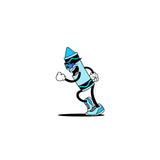 Blue Crayon Sticker sprinting – energetic track and field vinyl sticker by LosReyes.