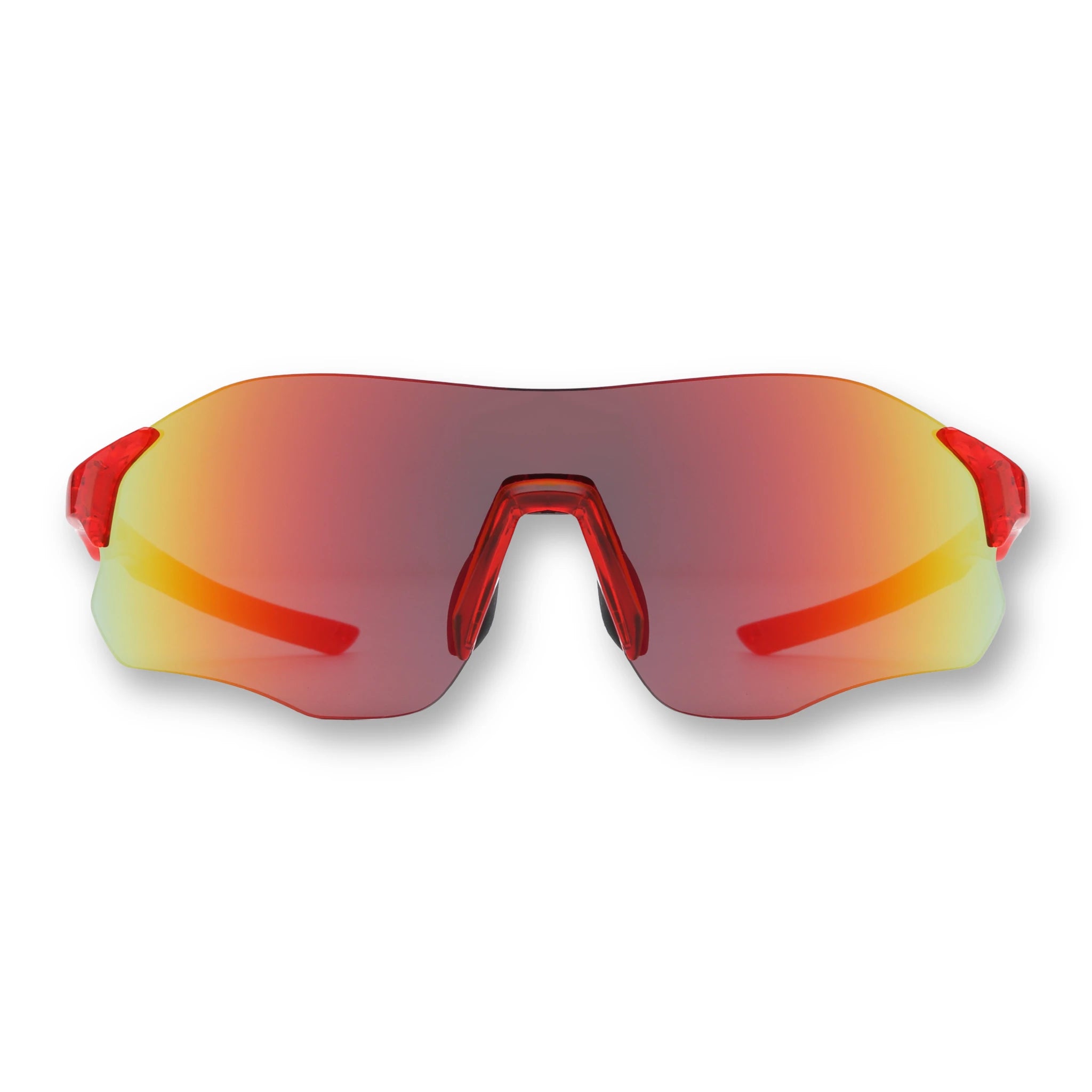 EDGE LAVA red running sunglasses with mirrored shield lens front view