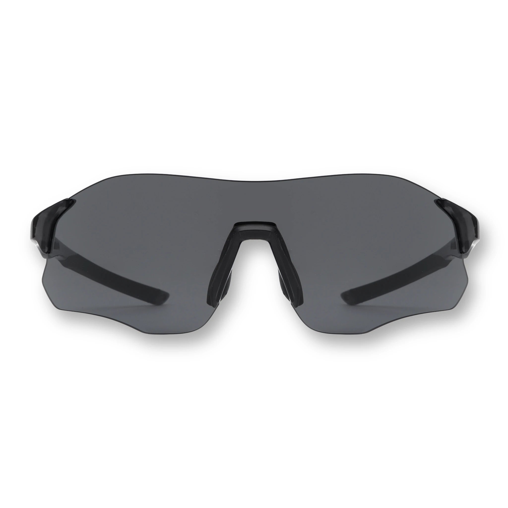 EDGE SHADOW black running sunglasses with dark shield lens front view