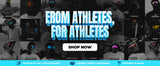From Athletes For Athletes sunglasses banner featuring pro athletes wearing performance sports sunglasses – trusted by 100+ athletes and 200,000+ happy customers.