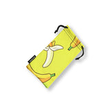 LOSREYES banana microfiber sunglasses pouch with yellow banana print and logo, back view