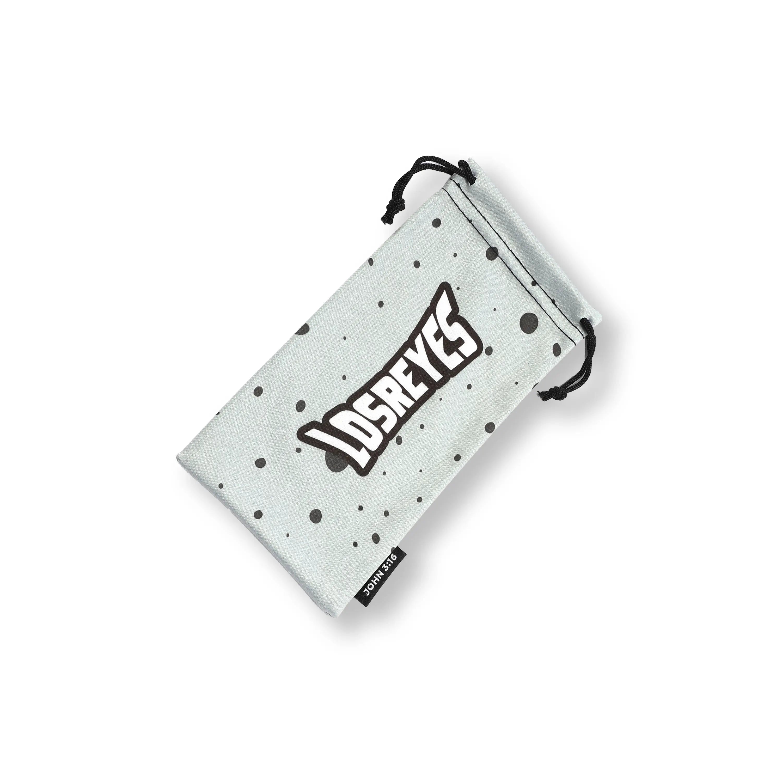 LOSREYES cookies and cream microbag in speckled grey, a soft microfiber pouch for sunglasses