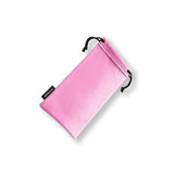 LOSREYES cotton candy microfiber sunglasses pouch with pastel speckle print and logo, back view
