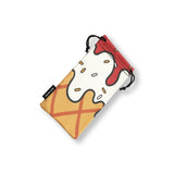 LOSREYES cream red microfiber sunglasses pouch with waffle cone print and logo, back view