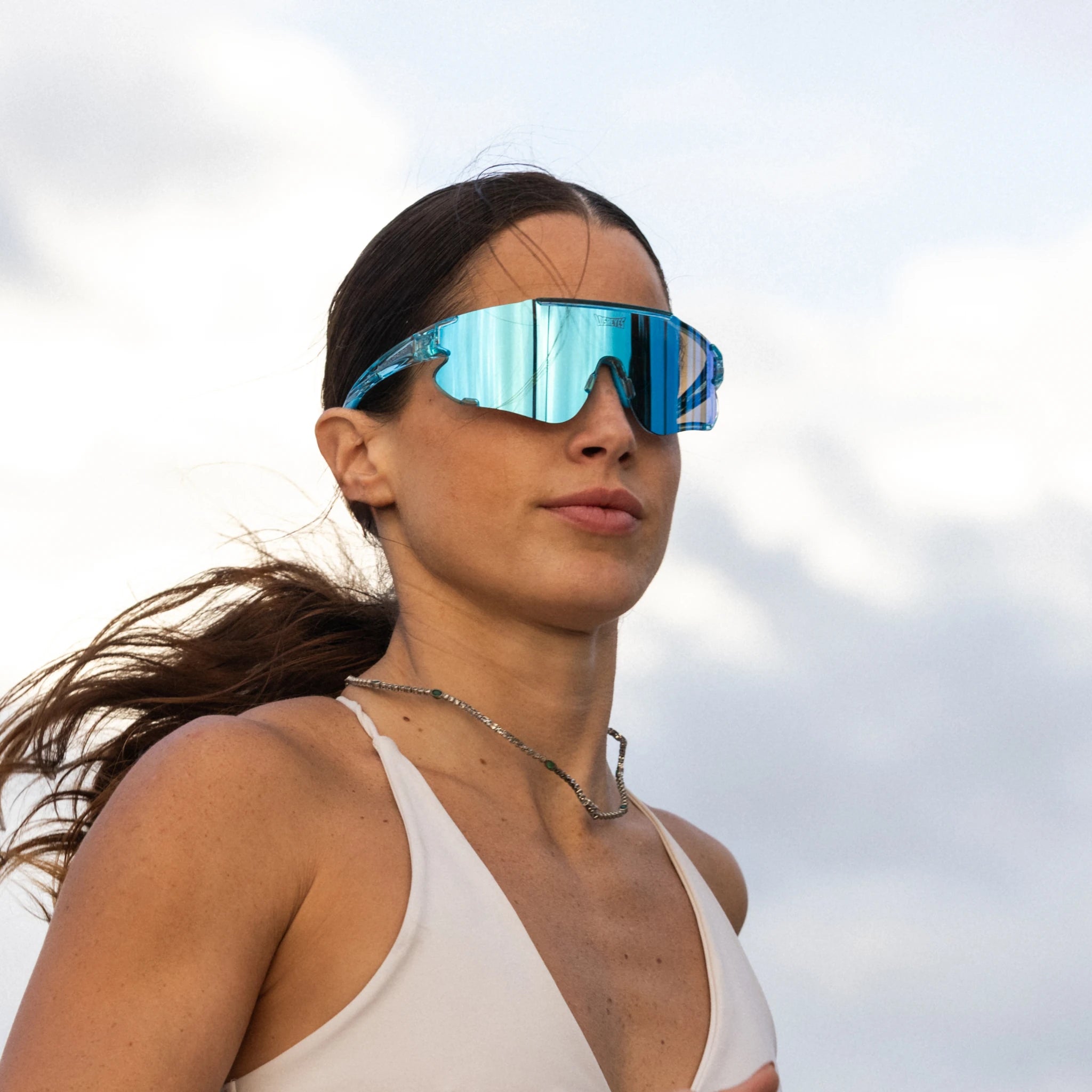 LosReyes Elevate Blue Raz sport sunglasses — bold blue reflective lenses designed for running, cycling, and outdoor training, under $50.