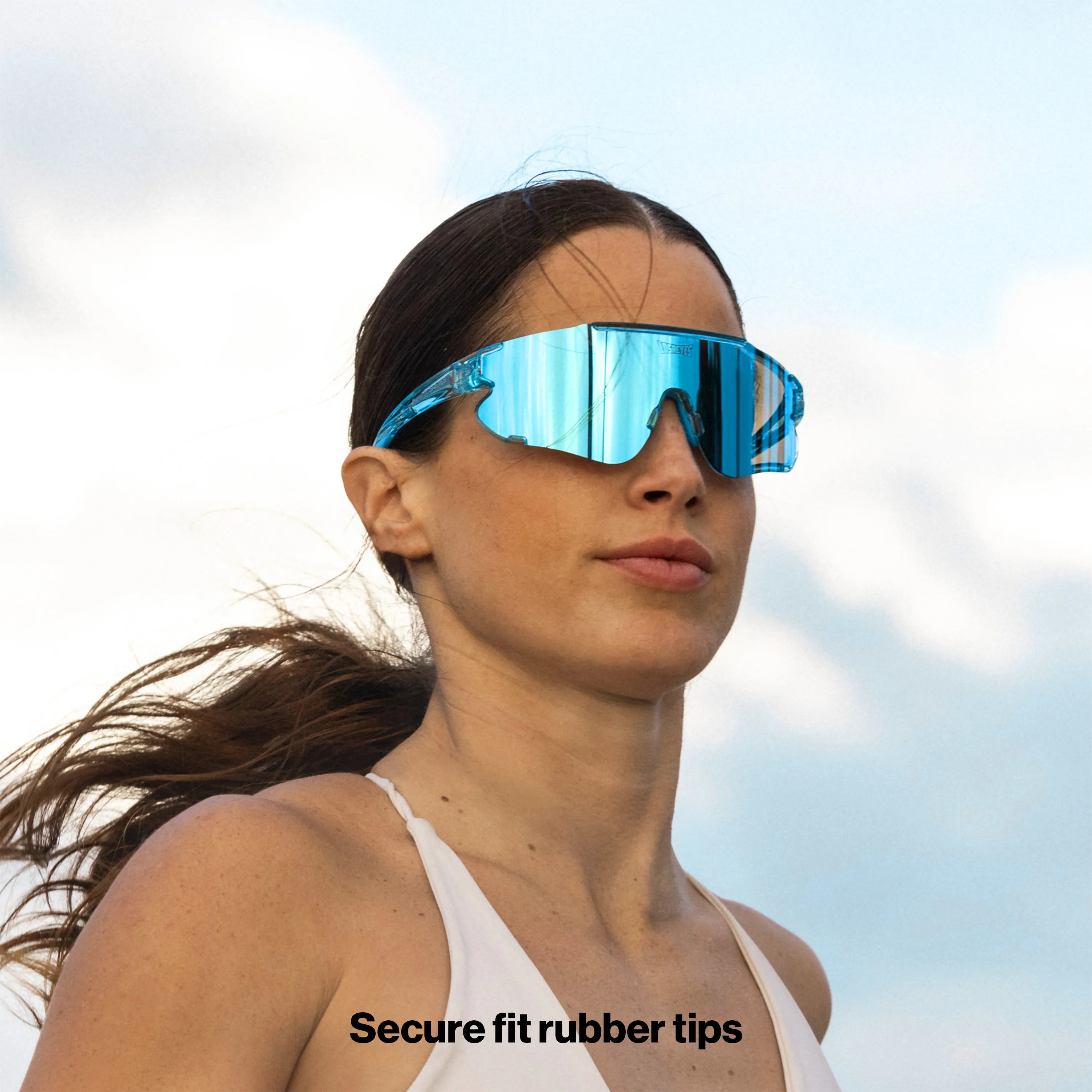 LosReyes Elevate Blue Raz sport sunglasses — bold blue reflective lenses designed for running, cycling, and outdoor training, under $50.