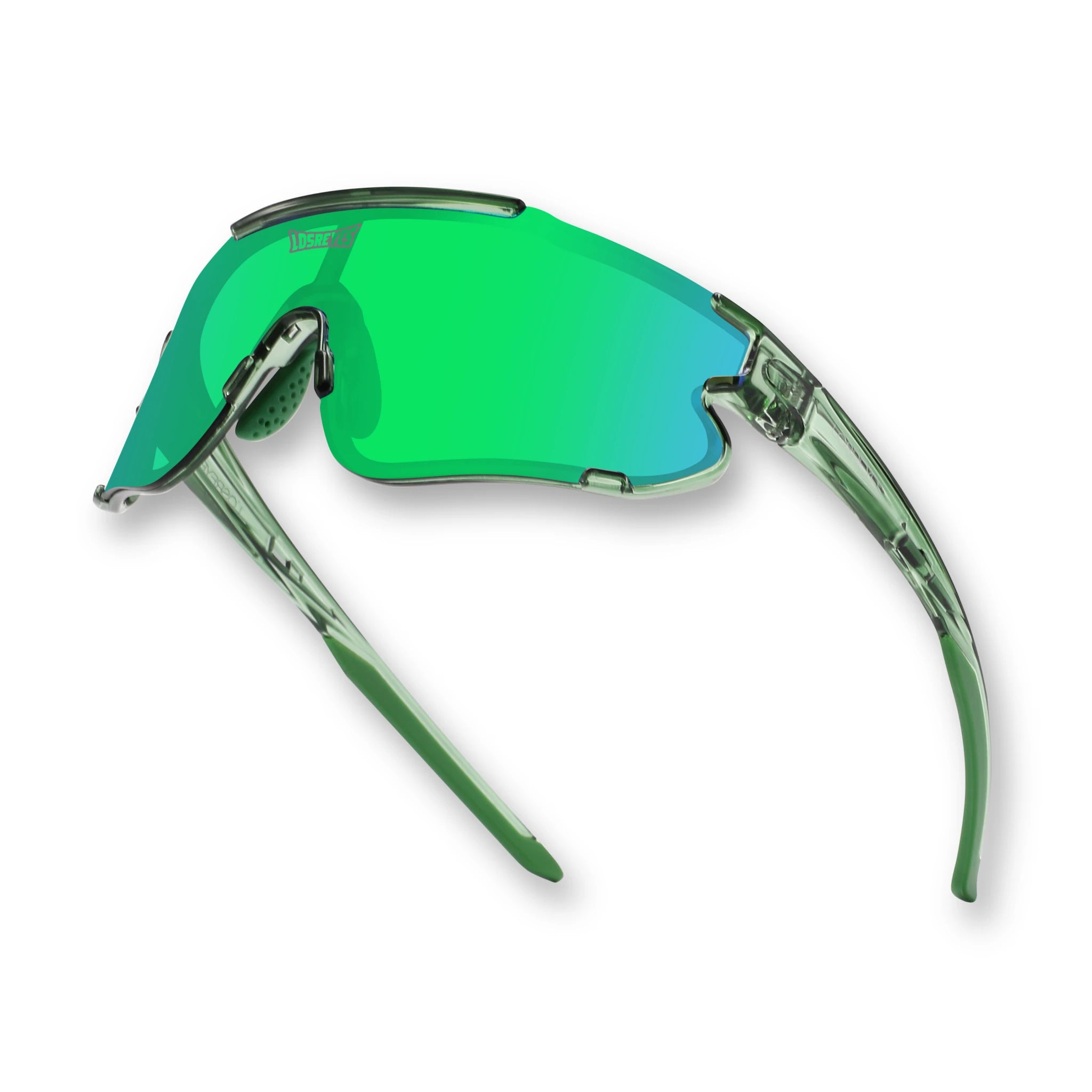 Hero view of LosReyes Elevate Collection Cactus green sports sunglasses featuring iridium shield lens, sleek wrap frame, and UV400 performance protection