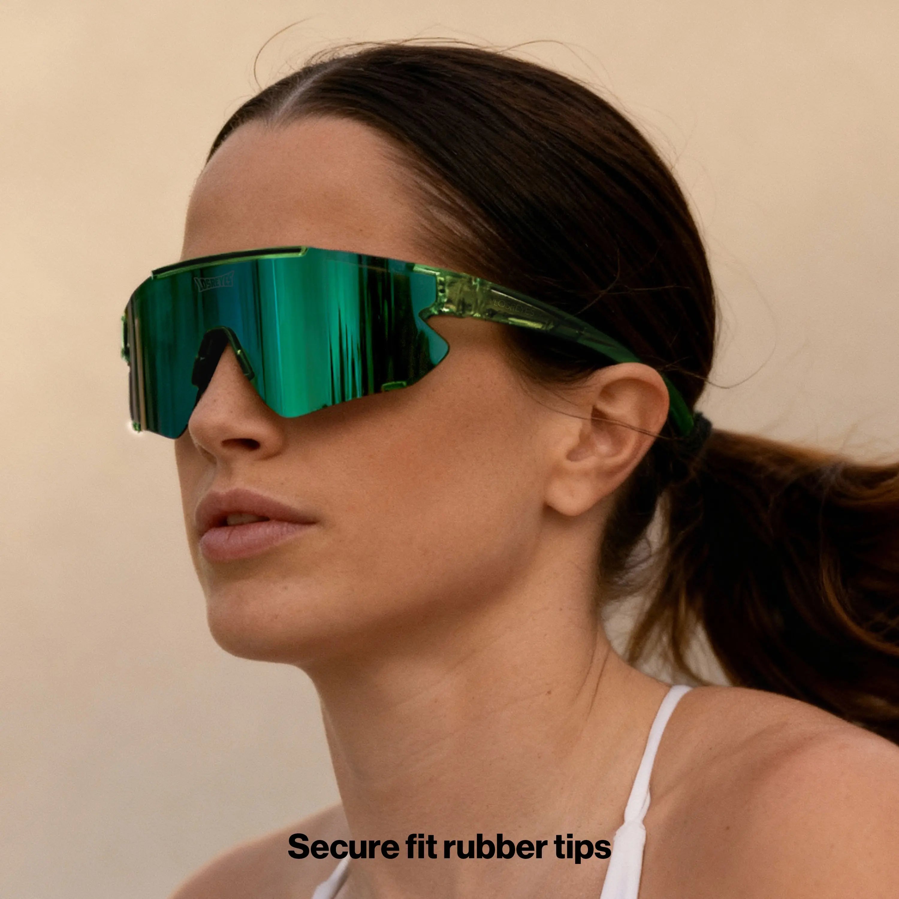 LosReyes Elevate Cactus green sunglasses for outdoor workouts and all-day wear — active lifestyle eyewear with mirrored green lenses.