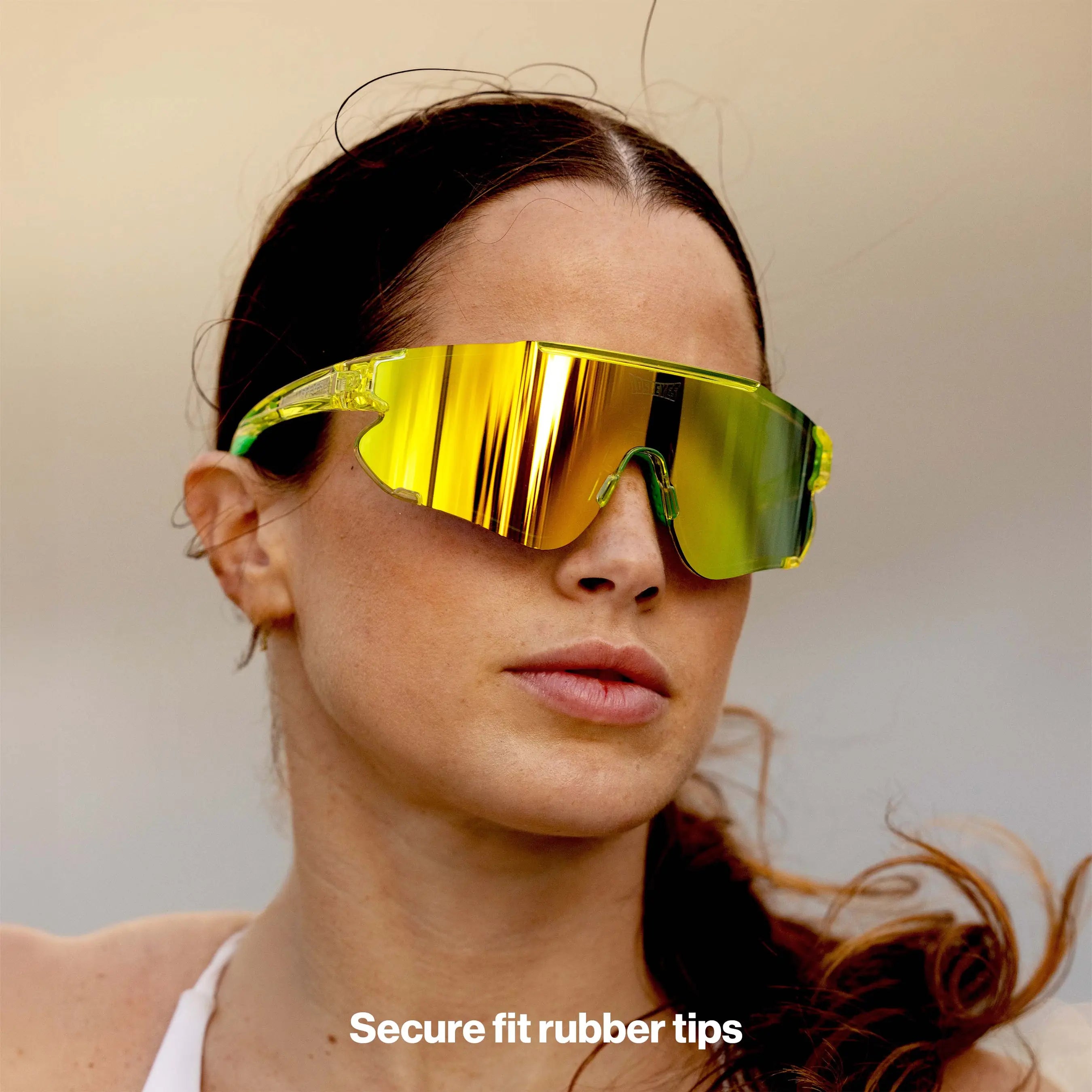 LosReyes Elevate Lime sport sunglasses — bright yellow-green reflective lenses for high-energy training and outdoor adventure.