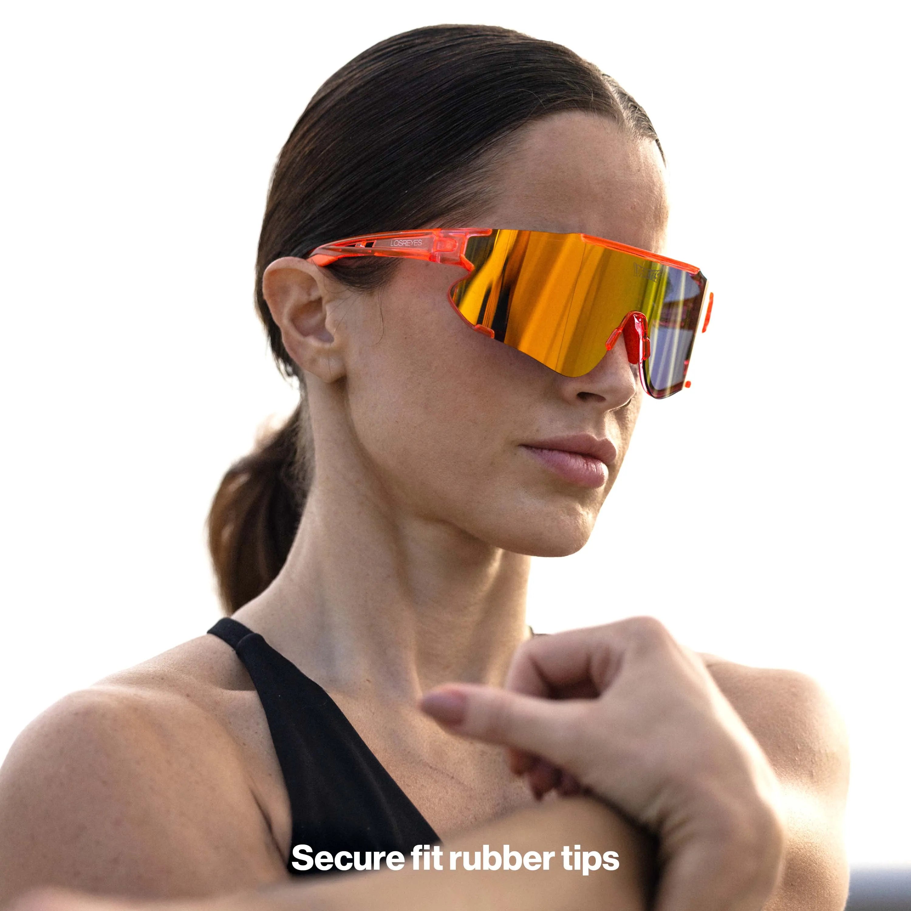LosReyes Elevate Peach orange mirrored sunglasses — lightweight and durable eyewear for outdoor workouts and fitness under $50.