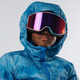 Child wearing LosReyes Everest Cotton Candy snow goggles front view