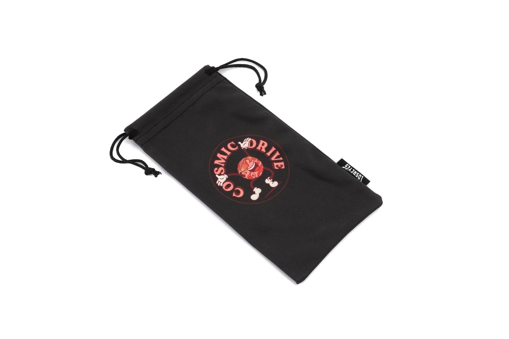 Mars inspired design from LosReyes Galaxy Collection on black sunglasses pouch.