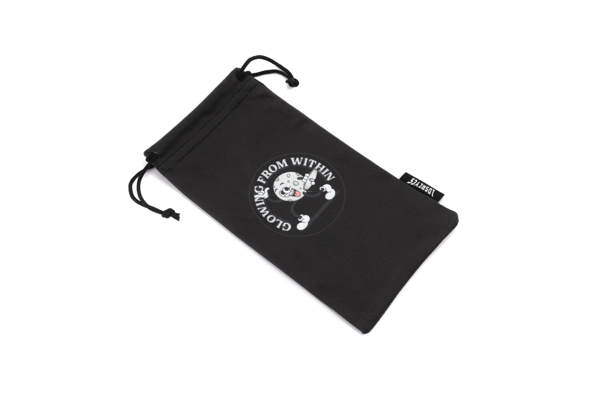 Moon inspired design from LosReyes Galaxy Collection on black sunglasses pouch