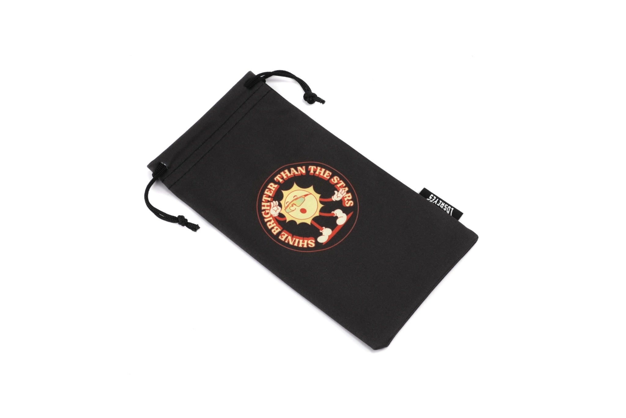 Sun inspired design from LosReyes Galaxy Collection on black sunglasses pouch