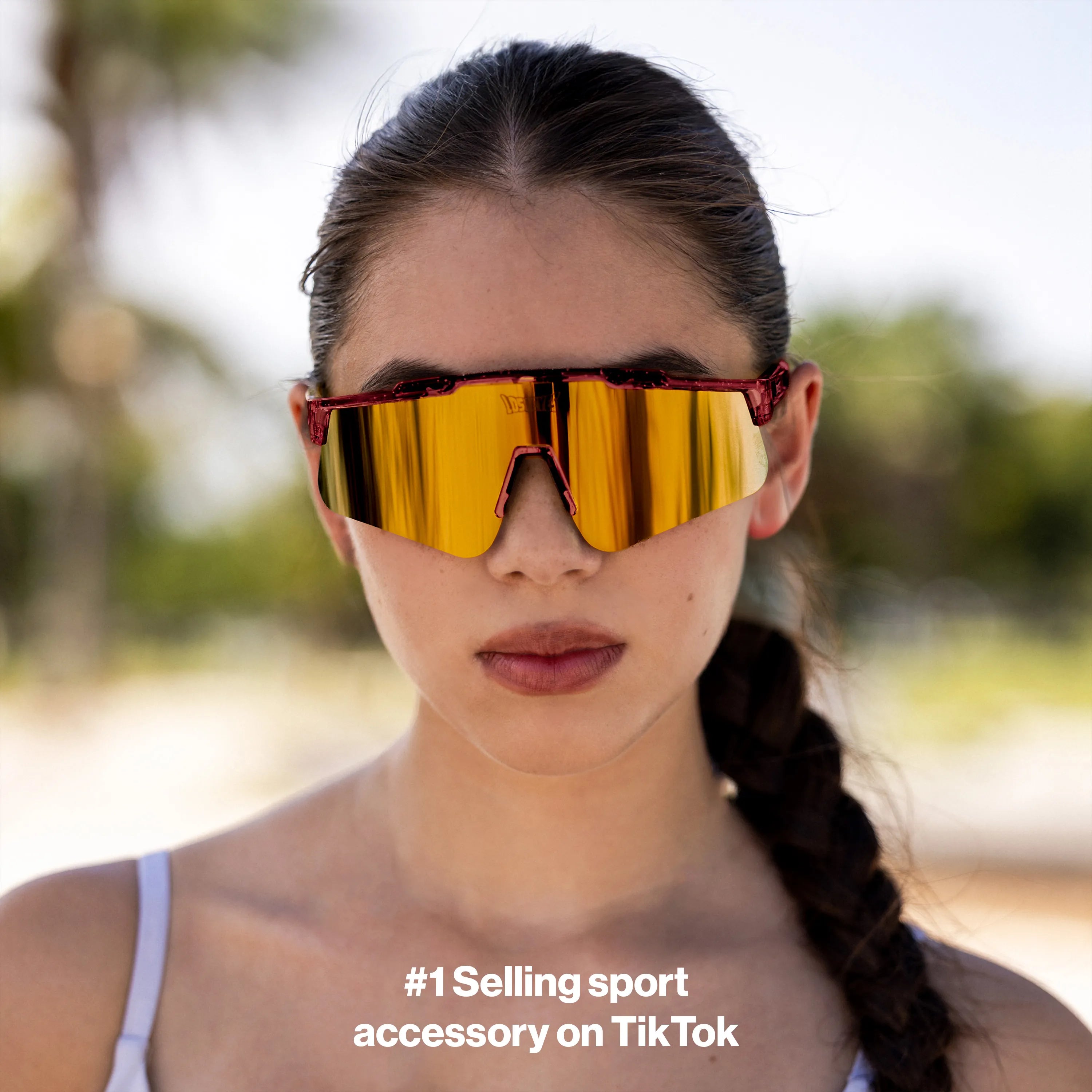 LosReyes Galaxy Prime Pluto sunglasses with gold mirror finish; scratch-resistant and water-repellent performance eyewear for hiking, workouts, and outdoor play.