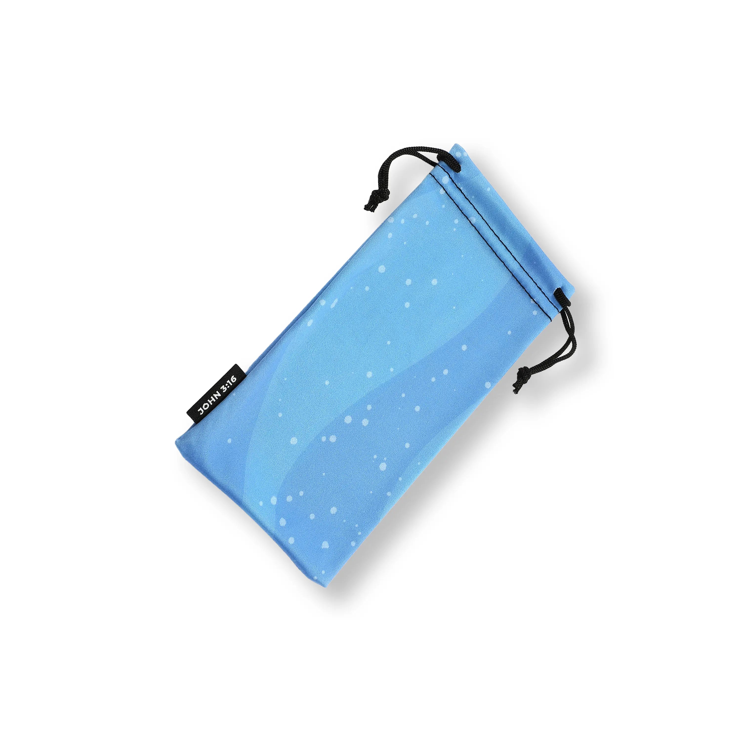 LOSREYES ice cube microfiber sunglasses pouch with blue drip print and logo, back view