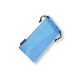 LOSREYES ice cube microfiber sunglasses pouch with blue drip print and logo, back view