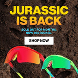 Red and green LosReyes Jurassic polarized sunglasses for kids, UV400 youth sports shades restocked