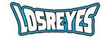LosReyes official logo sticker featuring bold block lettering with black and white fill, outlined in bright blue, on a transparent background — signature brand emblem for performance sunglasses, streetwear culture, and athletic lifestyle.