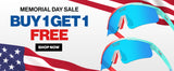LosReyes Memorial Day sale mobile banner featuring Prime Youth Rocket Pop youth baseball sunglasses with buy one get one free promotion