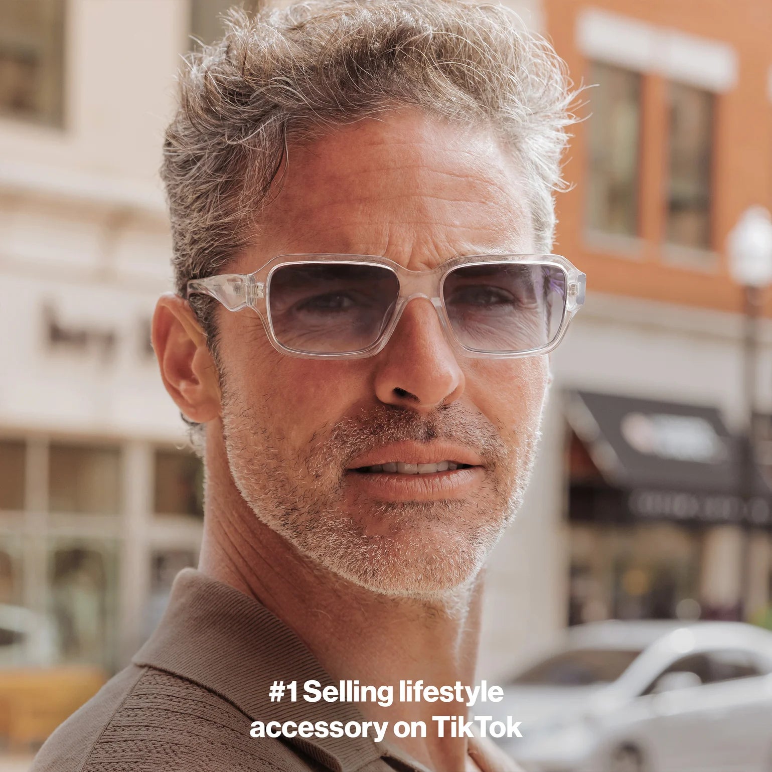 Man wearing LosReyes Opus Monaco transparent frame sunglasses – modern luxury clear acetate eyewear