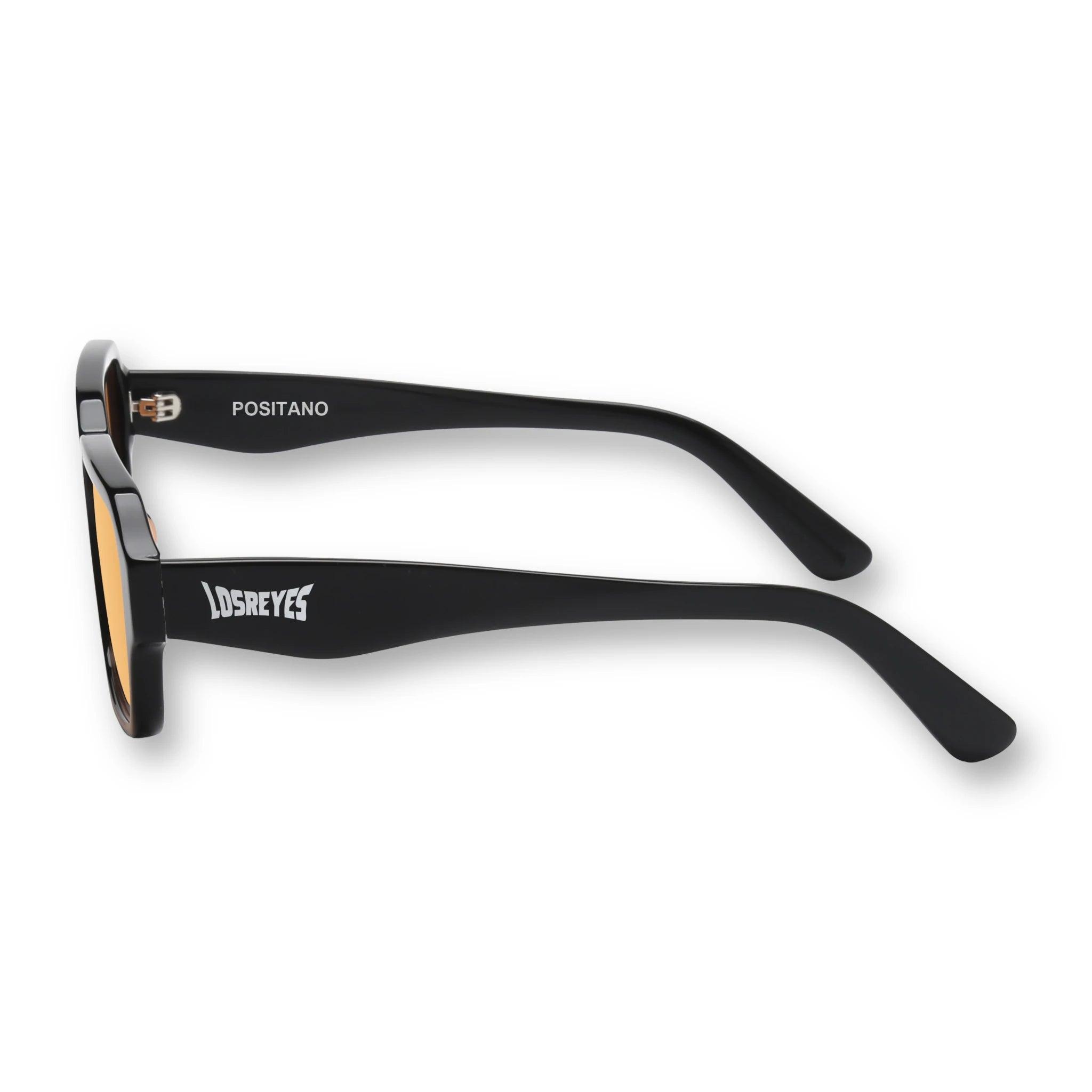 LosReyes OPUS Positano black acetate sunglasses temple detail with Positano model marking