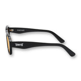 LosReyes OPUS Positano black acetate sunglasses temple detail with Positano model marking