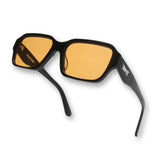 LosReyes OPUS Positano black acetate sunglasses with amber lenses angled view