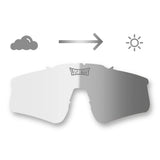 LosReyes photochromic replacement lens transitioning from clear to black, glare reduction with UV400 protection