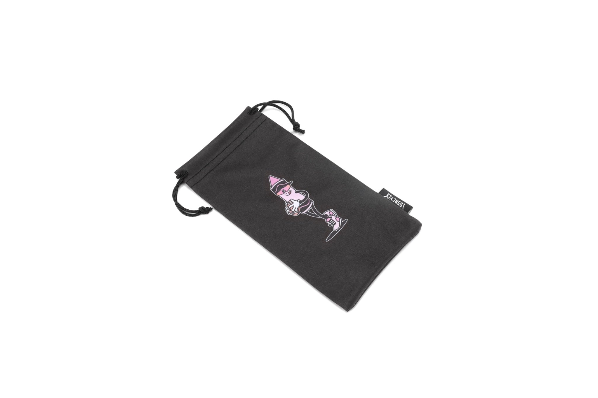 Pink crayon cartoon with flag football gear on LosReyes premium pouch – stylish and athletic soft sleeve