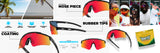 LosReyes Sunglasses with nose piece, rubber tips, and coating features displayed on a white background.