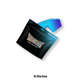 LOSREYES PRIME Galaxy Collection Neptune sunglasses shown in the box with the black galaxy mylar pouch packaging