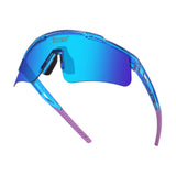 Hero angle of LosReyes Prime Galaxy Neptune athletic sunglasses with bold blue mirrored lenses, high-performance fit, and aerodynamic frame
