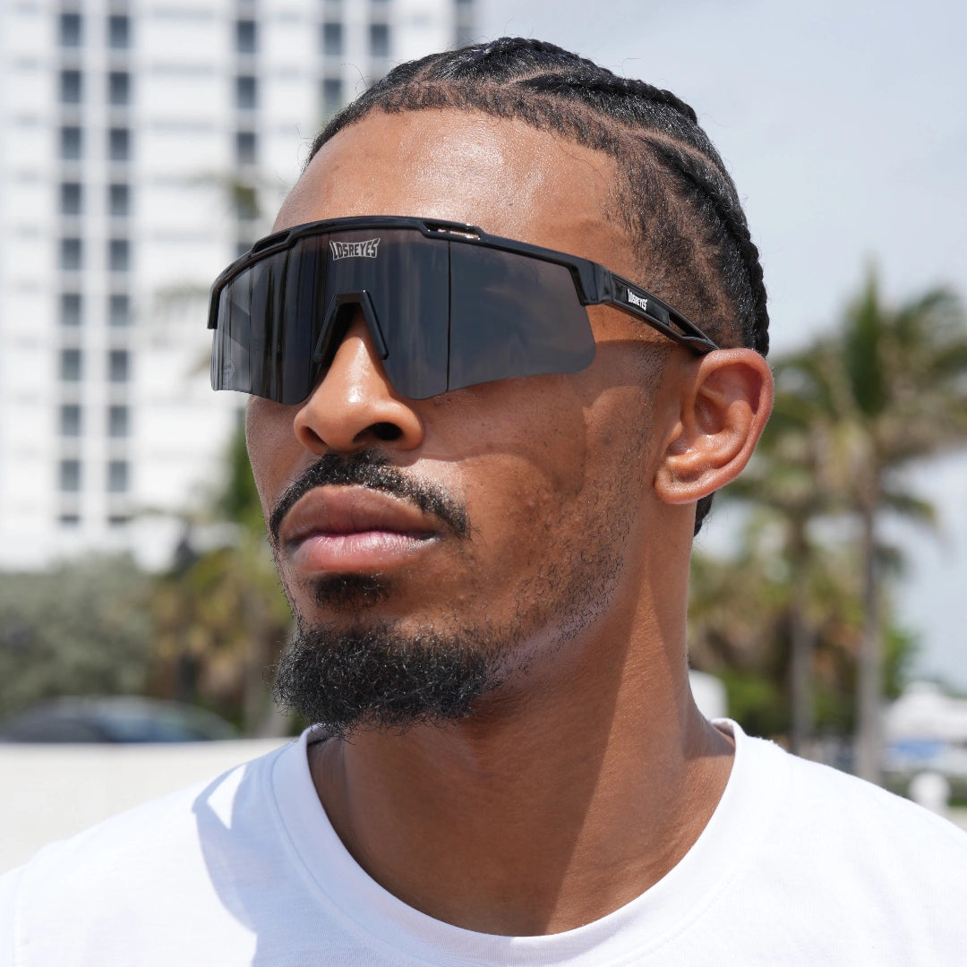 LosReyes Prime Polarized sunglasses in blackout tint worn by basketball player – sharp contrast and all-day comfort