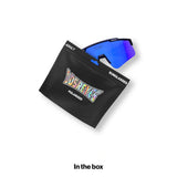 LosReyes PRIME Polarized mens sunglasses with a blue mirrored lens and its adult polarized packaging