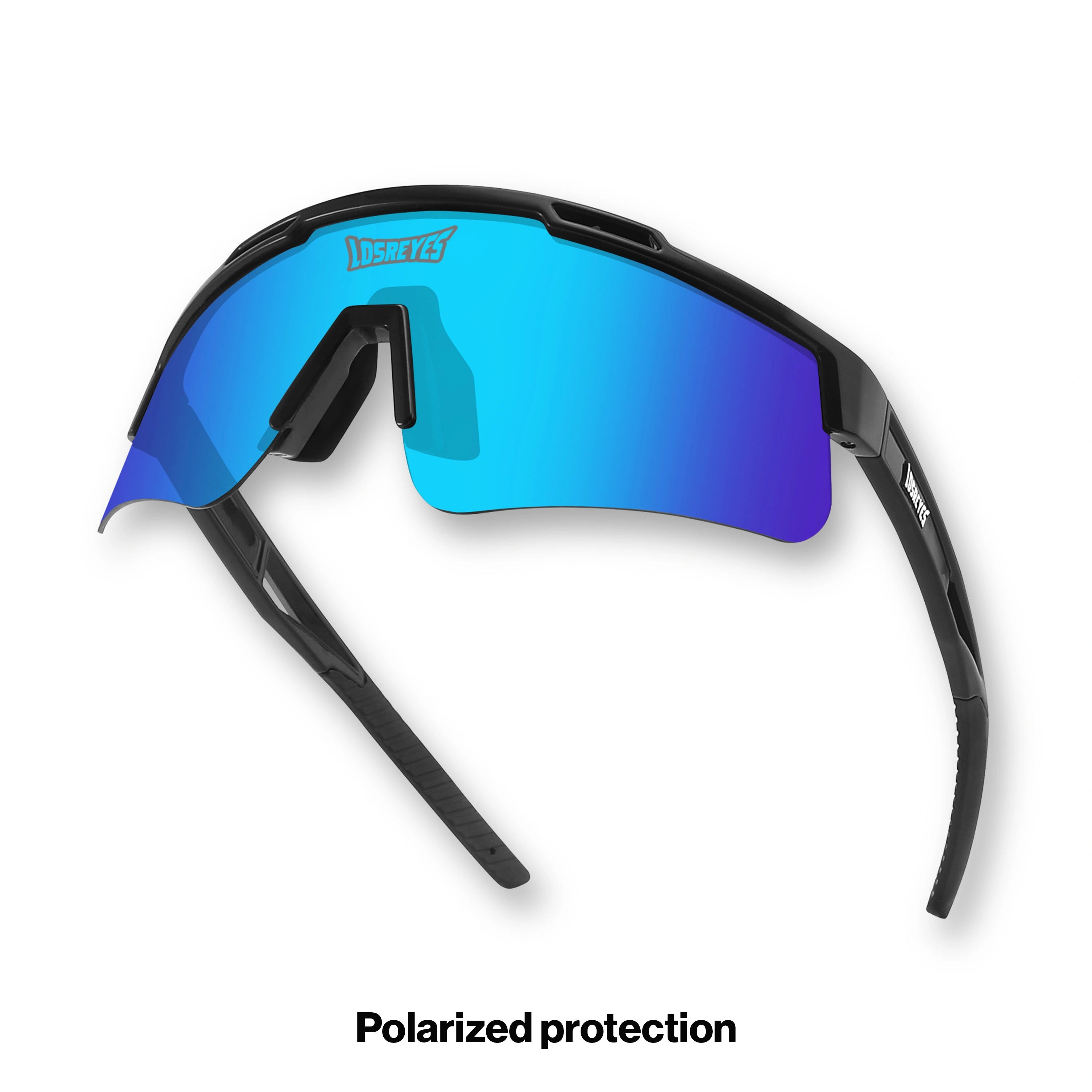 Hero angle of LosReyes Prime Polarized Blue performance sunglasses with gradient mirrored lenses, built for active athletes and outdoor workouts.
