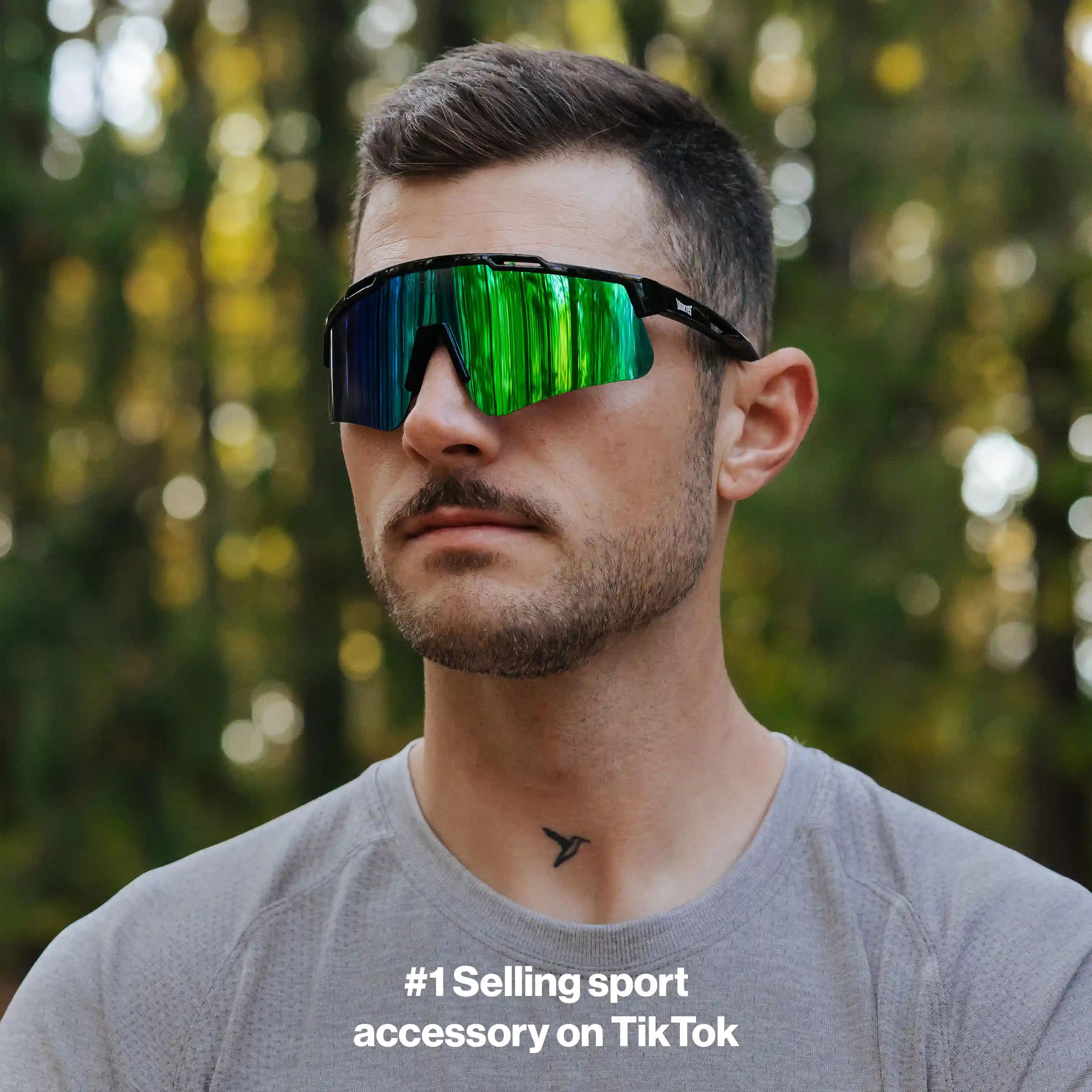 LosReyes Prime Polarized Green sports sunglasses featuring wide polarized lenses for cyclists, hikers, and outdoor fitness with anti-glare protection.