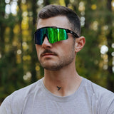 LosReyes Prime Polarized Green sports sunglasses featuring wide polarized lenses for cyclists, hikers, and outdoor fitness with anti-glare protection.