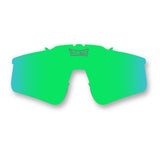 Green mirrored PRIME polarized UV400 replacement lens, front view