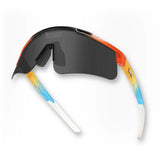 Rear view of LosReyes Prime Summer Drop limited edition sunglasses with sunset gradient frame and smoke lens