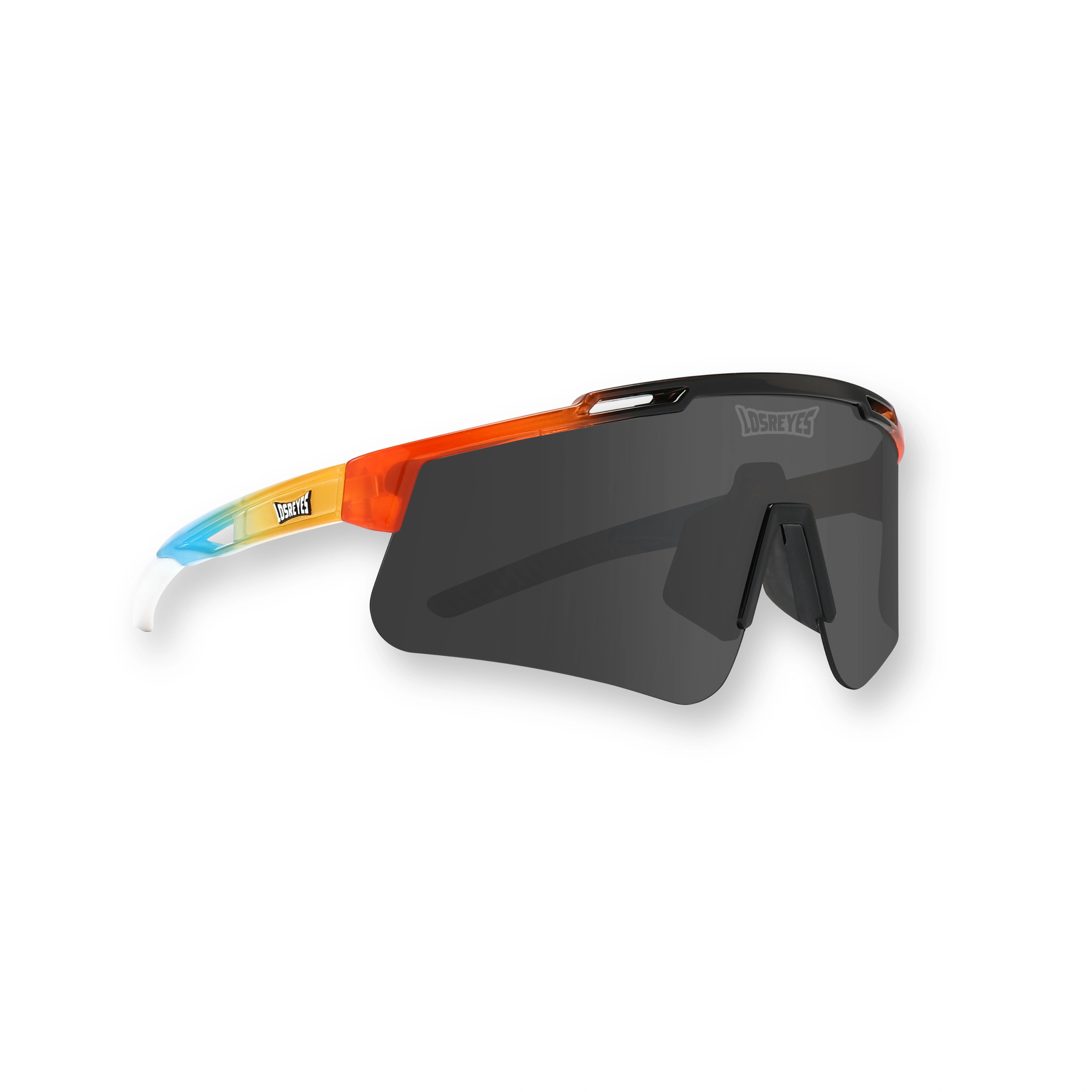 LosReyes Prime Summer Drop limited edition sunglasses in sunset gradient with smoke shield lens, front angle view