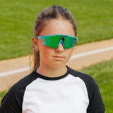 LosReyes PrimeYouth Candy Collection "Cream Blue" youth sunglasses with UV400 protection on baseball field