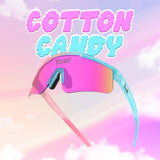 LosReyes Prime Youth “Cotton Candy” sunglasses, a pink-and-blue shield lens style for active kids who skate, scooter, or run track. Includes removable lens system and impact-resistant frame. UV400 protection. Priced at $48.
