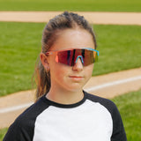 LosReyes PrimeYouth Candy Collection "Cotton Candy" youth sunglasses with UV400 protection on baseball field