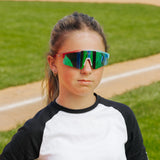 LosReyes PrimeYouth Candy Collection "Rocket Pop" youth sunglasses with UV400 protection on baseball field