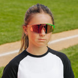 LosReyes PrimeYouth Candy Collection "Sour Apple" youth sunglasses with UV400 protection on baseball field